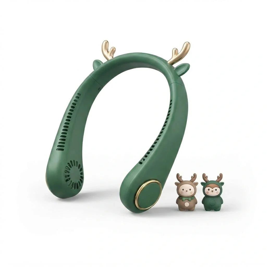 Cute Deer Neck Fan – Portable Rechargeable Cooling Fan