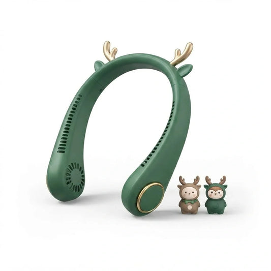 Cute Deer Neck Fan – Portable Rechargeable Cooling Fan